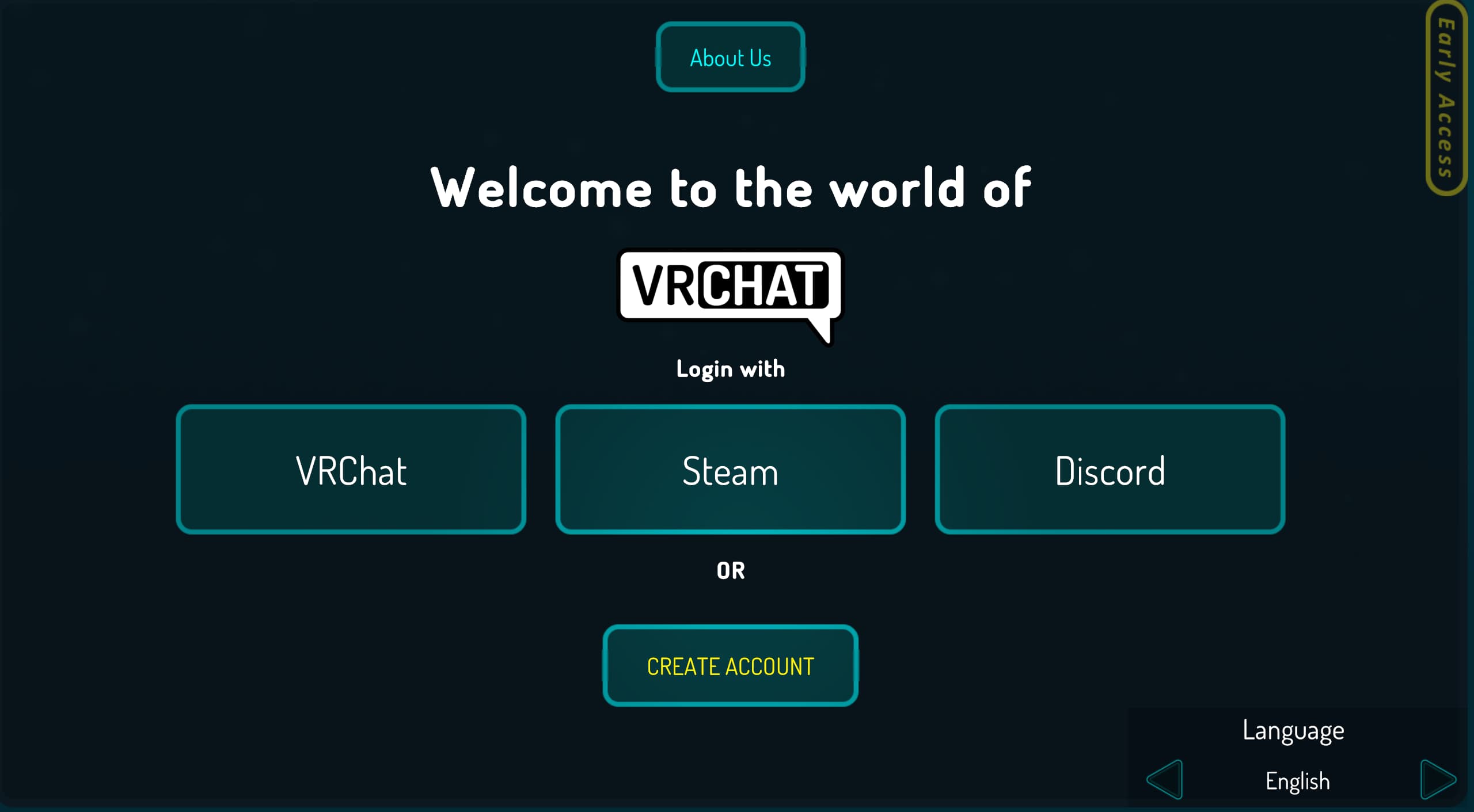 The VRChat login screen with a new discord button